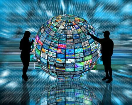 Sphere and silhouettes 스톡 일러스트