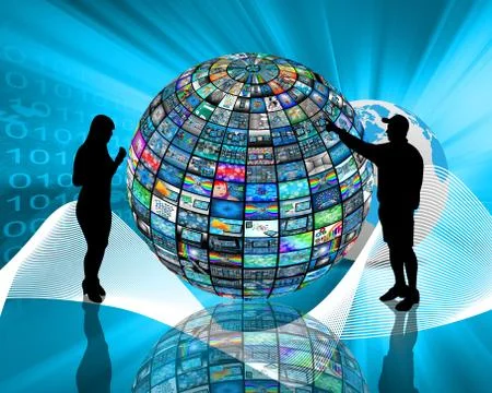 Sphere and silhouettes Stock Illustration