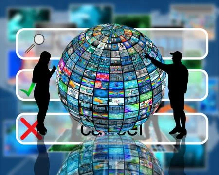 Sphere and silhouettes Illustrazione stock