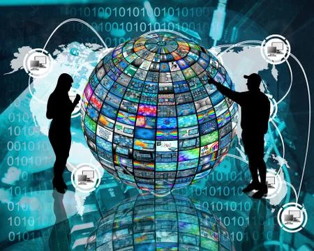 Sphere and silhouettes Stock Illustration