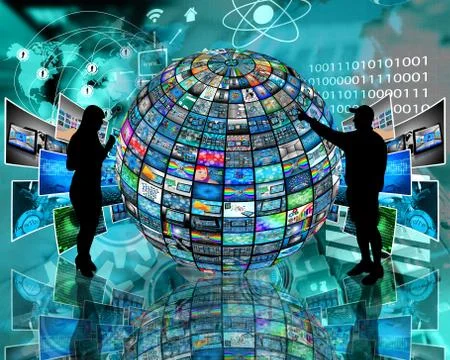 Sphere and silhouettes Stock Illustration