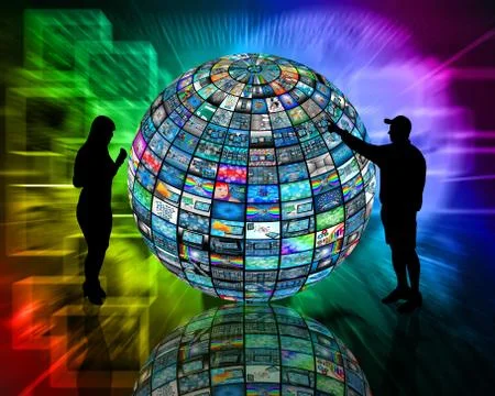 Sphere and silhouettes 스톡 일러스트