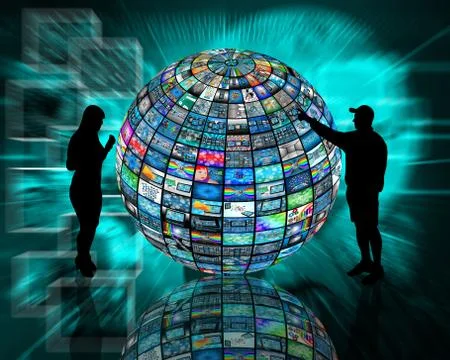 Sphere and silhouettes Illustrazione stock