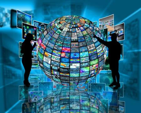 Sphere and silhouettes Illustrazione stock