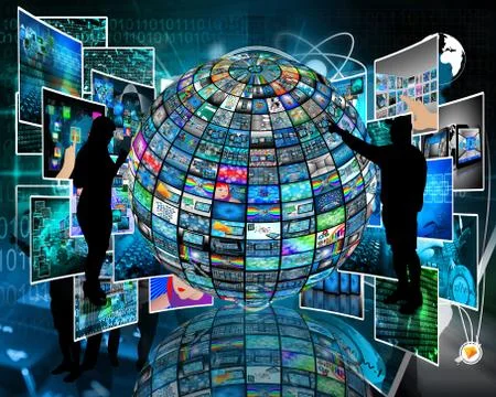Sphere and silhouettes Stock Illustration