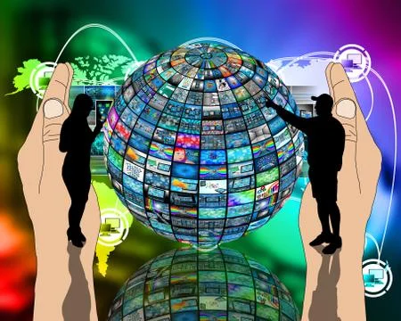 Sphere and silhouettes イラスト素材