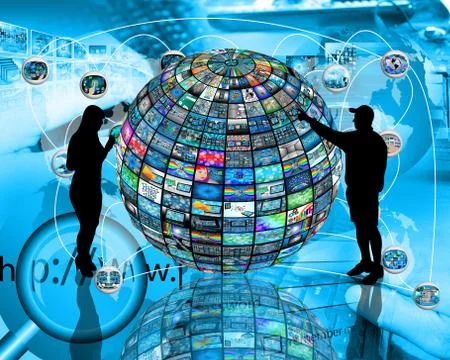 Sphere and silhouettes Illustrazione stock