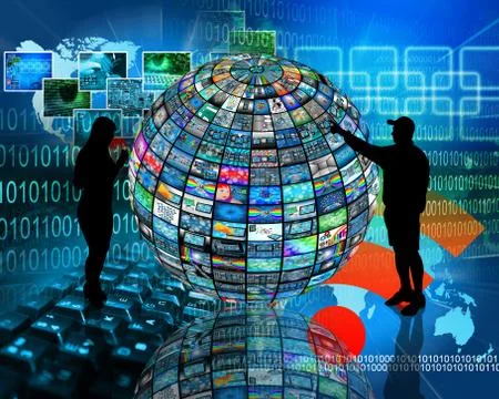 Sphere and silhouettes Stock Illustration