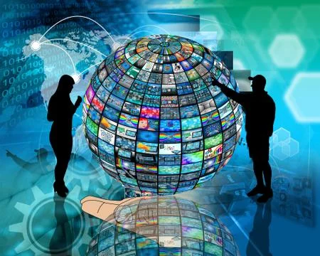 Sphere and silhouettes Illustrazione stock