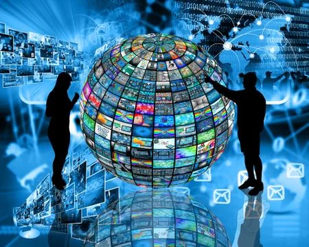 Sphere and silhouettes Stock Illustration