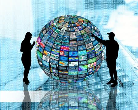 Sphere and silhouettes 스톡 일러스트