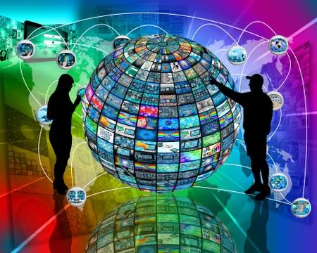 Sphere and silhouettes Illustrazione stock