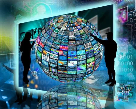 Sphere and silhouettes Illustrazione stock