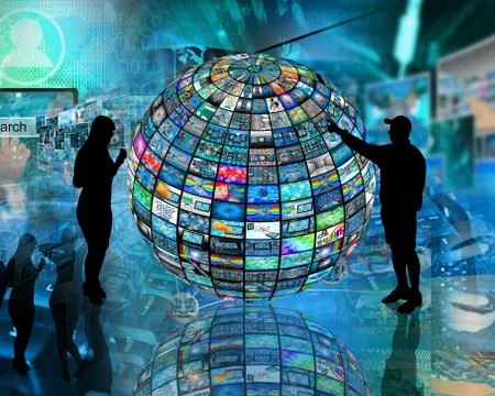 Sphere and silhouettes Illustrazione stock