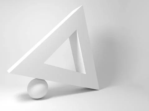 Sphere and triangular frame, abstract 3d render illustration Illustrazione stock