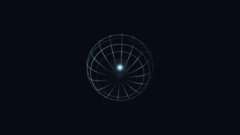 Sphere Animation Showing Energy Flow in a Minimal Wireframe Design Stock Footage 333356358