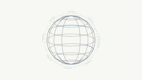 Sphere Animation Shows a Signal Orbiting Around Globe over Time Stock Footage 333079138