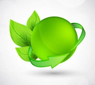 Sphere with arrow and leaves Stock Illustration