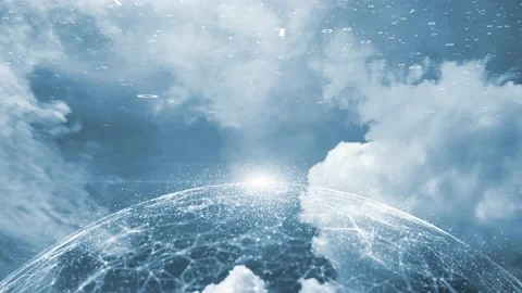 Sphere with binary numbers on cloudy sky Stock Footage 132016357