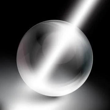 Sphere on black background in rays of light Stock Illustration