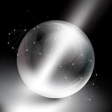 Sphere on black background in rays of light Stock Illustration