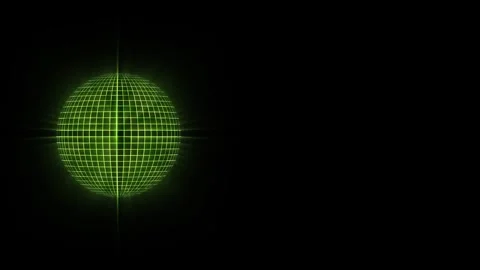 A sphere of black squares with green light coming out at the edges . Abstract Stock Footage 272237889
