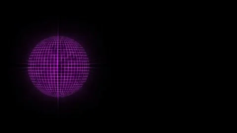 A sphere of black squares with purple light coming out at the edges . Abstract Stock Footage 275498302
