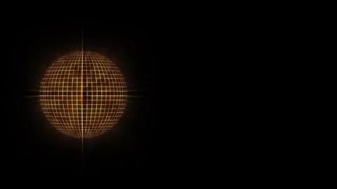 A sphere of black squares with yellow light coming out at the edges . Abstract Stock Footage 268978365