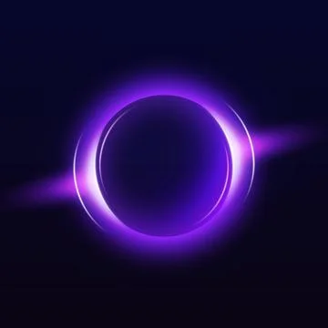 Sphere with blue neon halo effect, glowing gradient ring, luminous round aura on Stock Illustration
