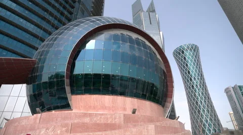 Sphere at the bottom of the Qatar world trade center Stock Footage 67573623