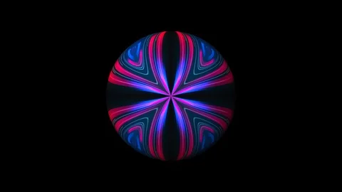 Sphere with bright glowing lines on black, 3d render background, computer Stock Footage 124760381