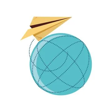 Sphere browser with airplane paper Stock Illustration