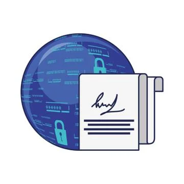 Sphere browser with contract document Illustrazione stock