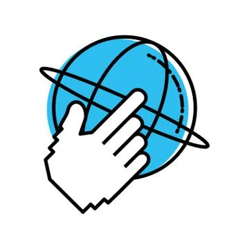 Sphere browser with hand cursor touching Illustrazione stock