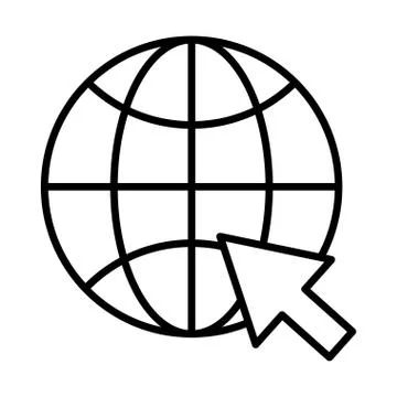Sphere browser with mouse pointer line style icon 库存插图