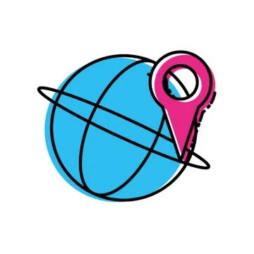 Sphere browser with pin location Illustrazione stock