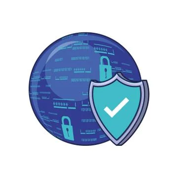 Sphere browser with shield and padlock Illustrazione stock