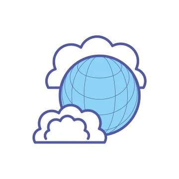 Sphere browser technology with clouds computing Illustrazione stock