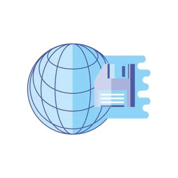 Sphere browser technology with floppy disk Illustrazione stock