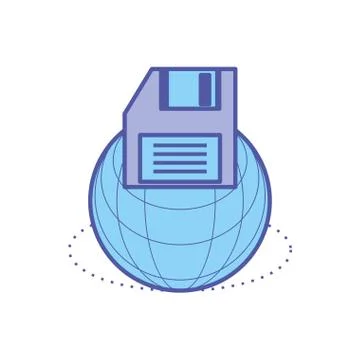 Sphere browser technology with floppy disk Stock Illustration