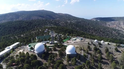Sphere buildings upon a mountain Stock Footage 78561596