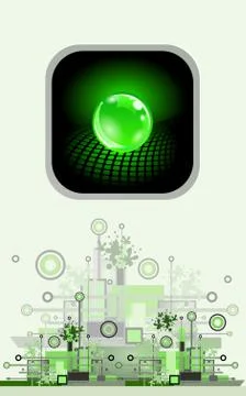 Sphere as button. Hi-tech abstract background. Stock Illustration