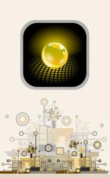 Sphere as button. Hi-tech abstract background. Stock Illustration