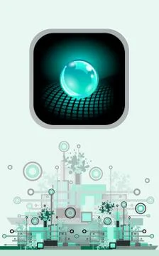 Sphere as button. Hi-tech abstract background. Stock Illustration