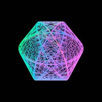 Sphere carcass framework. Isolated on black background. Vector colorful illus 스톡 일러스트