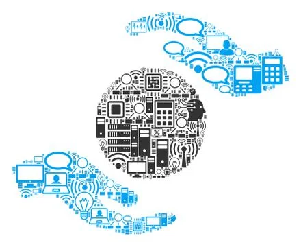 Sphere Care Hands Collage Icon for BigData and Computing Illustrazione stock
