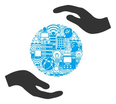 Sphere Care Hands Composition Icon for BigData Stock Illustration