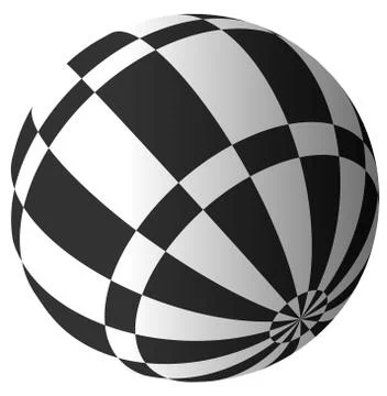 Sphere with checkered surface on white. Vector art. Stock Illustration