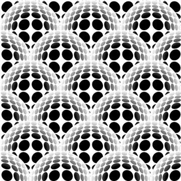 Sphere, circles abstract monochrome pattern with distortion effect. Repeatabl Stock Illustration