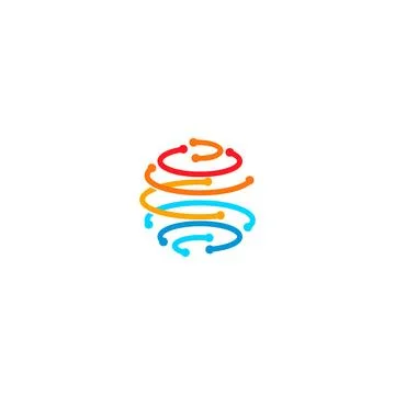 Sphere from colorful lines with points in the nodes, forming planet earth shape イラスト素材
